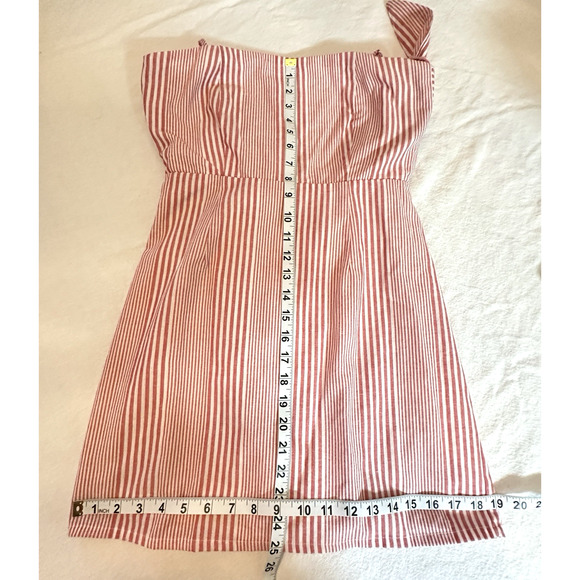 Favlux Sleeveless Sz M Red White Tie Back Cotton Mini Dress Sundress‎ - Picture 6 of 6